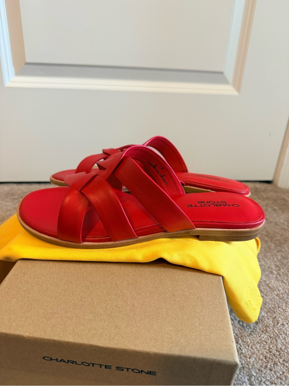NIB Charlotte Stone Marva Sandals in Rouge Red Size 9 - Picture 5 of 7